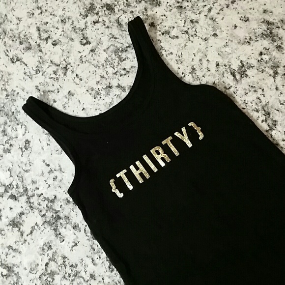 Black and gold "thirty" 30th birthday tank! Sz M - Picture 2 of 2